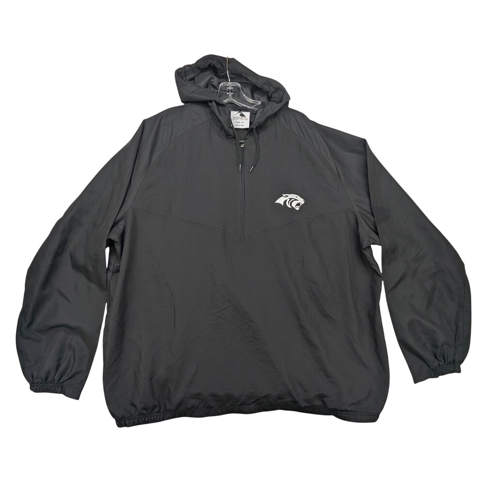 Augusta Sportswear Pullover Jacket Mens 2XL Black Hooded 1/2 Zip Windbreaker